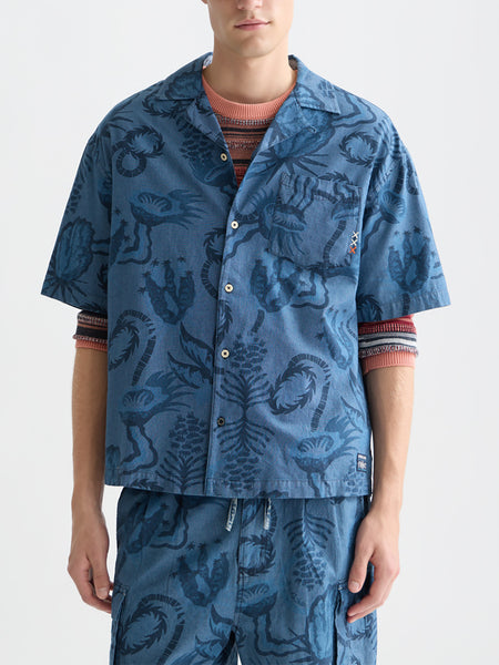 Desert Floral Indigo Printed S/S Shirt