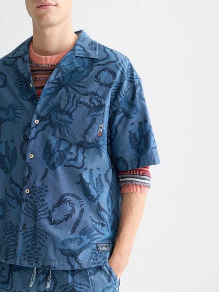 Desert Floral Indigo Printed S/S Shirt
