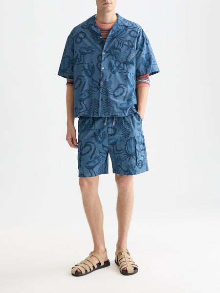 Desert Floral Indigo Printed S/S Shirt