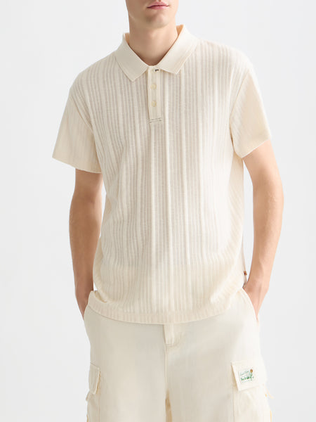 Eggnog Ribbed Knit Polo