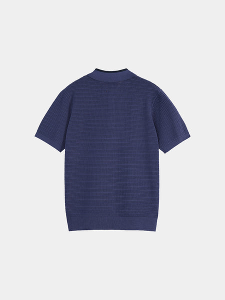 Ocean Blue Knitted Polo