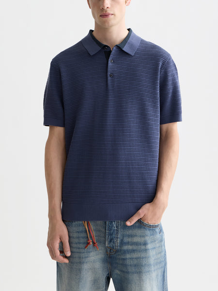 Ocean Blue Knitted Polo