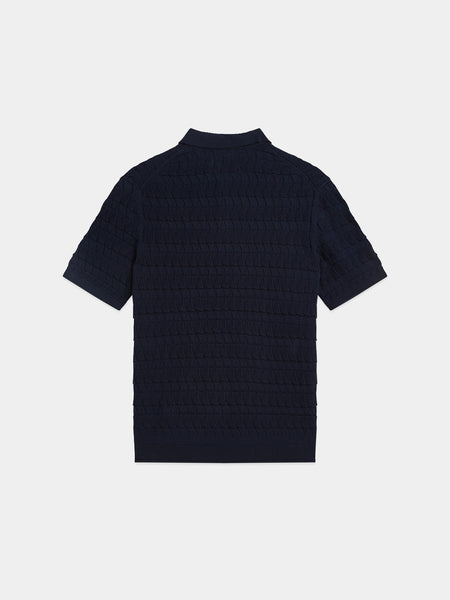 Navy Pointelle Knit Polo