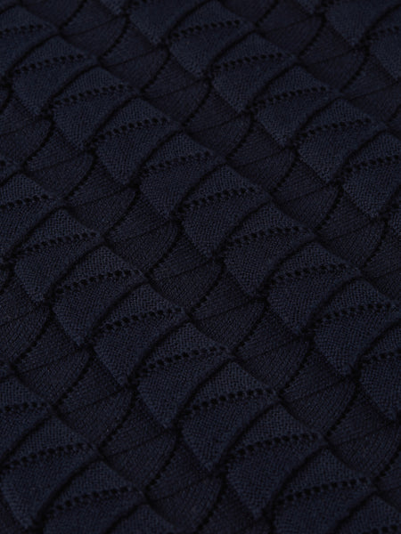 Navy Pointelle Knit Polo