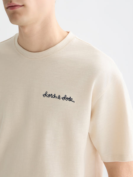 Slub Yarn Embroidered Logo T-Shirt_Eggnog