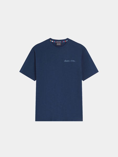 Slub Yarn Embroidered Logo T-Shirt_Pageant Blue