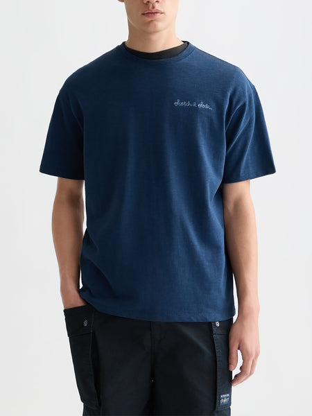 Slub Yarn Embroidered Logo T-Shirt_Pageant Blue