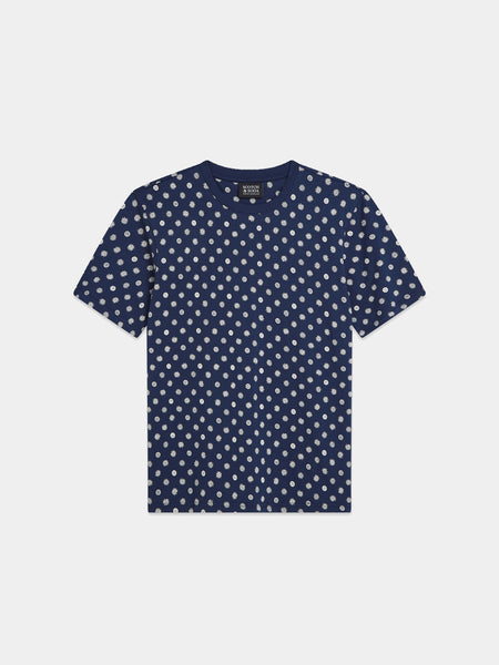 Foulard Dress Blues Allover Printed T-Shirt in Navy