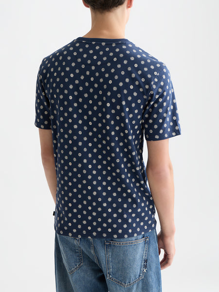 Foulard Dress Blues Allover Printed T-Shirt in Navy