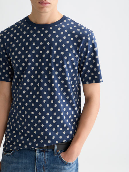 Foulard Dress Blues Allover Printed T-Shirt in Navy