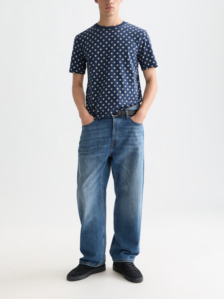 Foulard Dress Blues Allover Printed T-Shirt in Navy