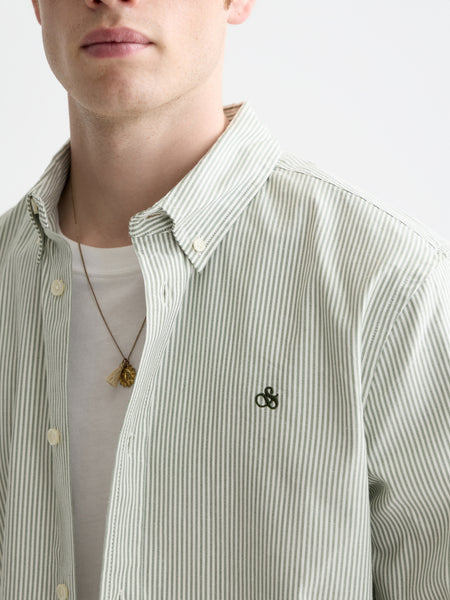 Green Striped Oxford Shirt