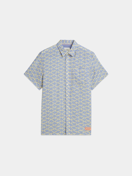 Allover Printed S/S Linen Shirt - Cactus Stripe Infinity