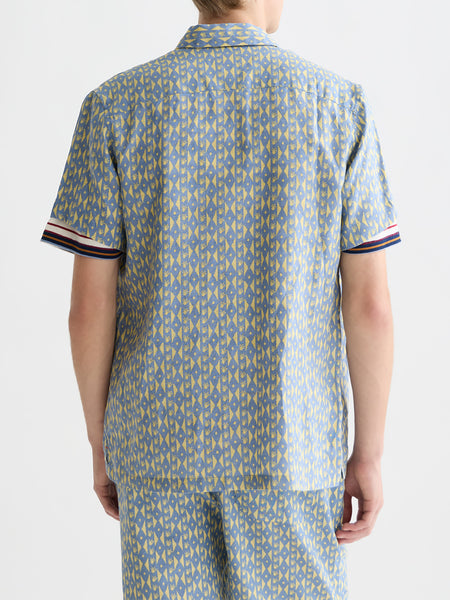 Allover Printed S/S Linen Shirt - Cactus Stripe Infinity