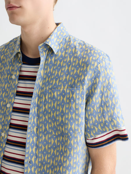 Allover Printed S/S Linen Shirt - Cactus Stripe Infinity