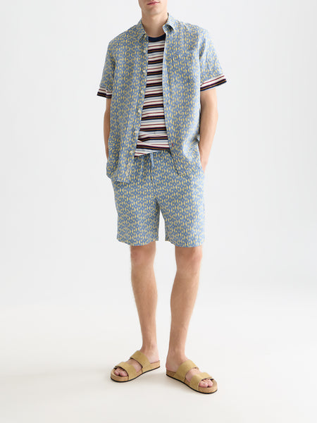 Allover Printed S/S Linen Shirt - Cactus Stripe Infinity