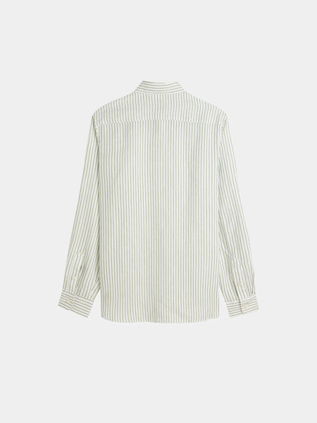 White Green Oasis Striped Linen Shirt