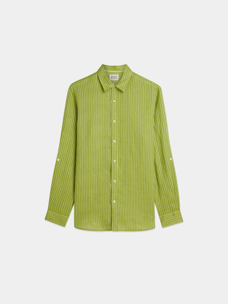 Garden Green Striped Linen Shirt