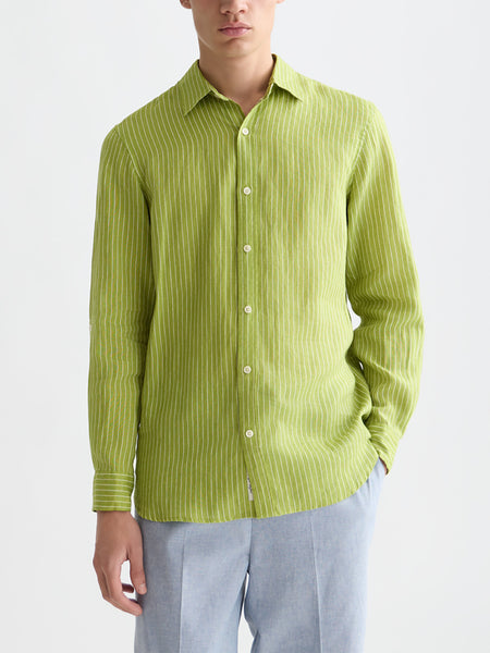 Garden Green Striped Linen Shirt