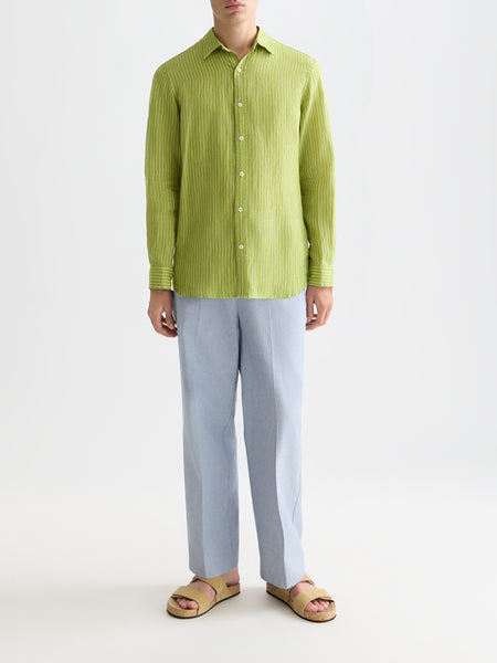 Garden Green Striped Linen Shirt