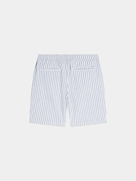 Fave Striped Ocean White Cotton/Linen Shorts