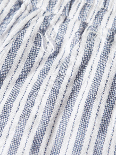 Fave Striped Ocean White Cotton/Linen Shorts