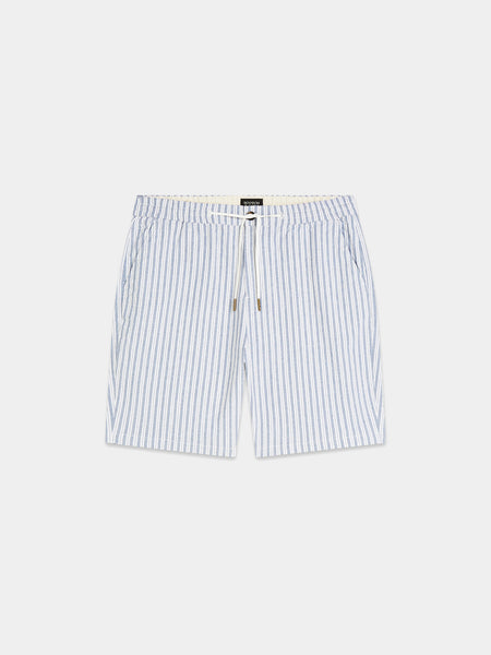 Fave Striped Ocean White Cotton/Linen Shorts