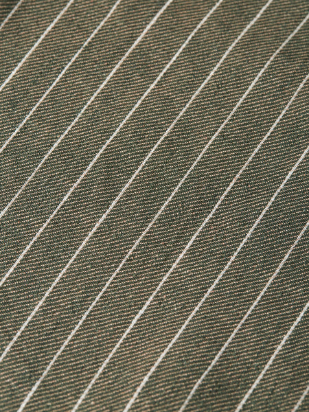 Relaxed Fit Green Striped Cotton/Linen Pant