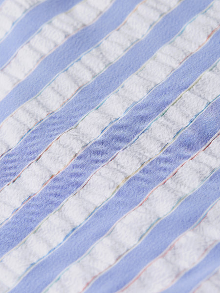 Mid Length Swim Shorts -Blue & White Stripes