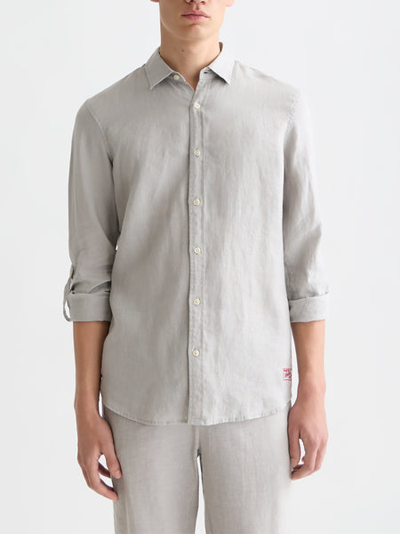 Grey Drizzle 100% Linen Shirt