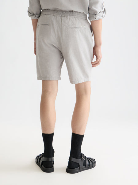 Fave Grey Drizzle Cotton Linen Drawstring Shorts