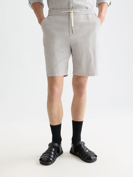 Fave Grey Drizzle Cotton Linen Drawstring Shorts
