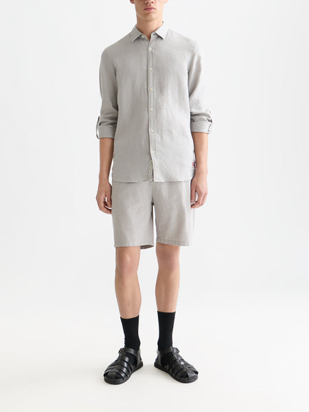 Fave Grey Drizzle Cotton Linen Drawstring Shorts