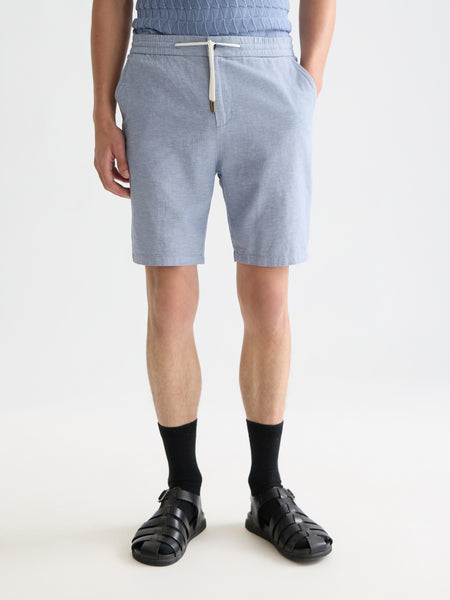 Fave Infinity Blue Cotton Linen Drawstring Shorts