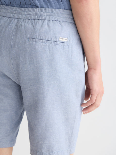 Fave Infinity Blue Cotton Linen Drawstring Shorts