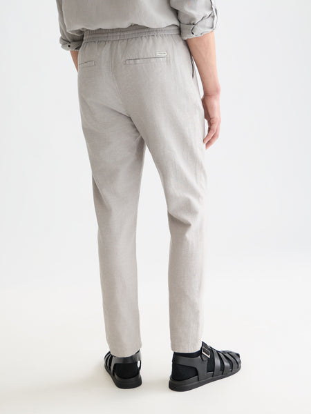 Warren Cotton Linen Drawstring Pant - Grey Drizzle