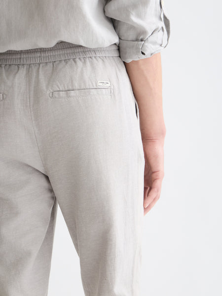 Warren Cotton Linen Drawstring Pant - Grey Drizzle
