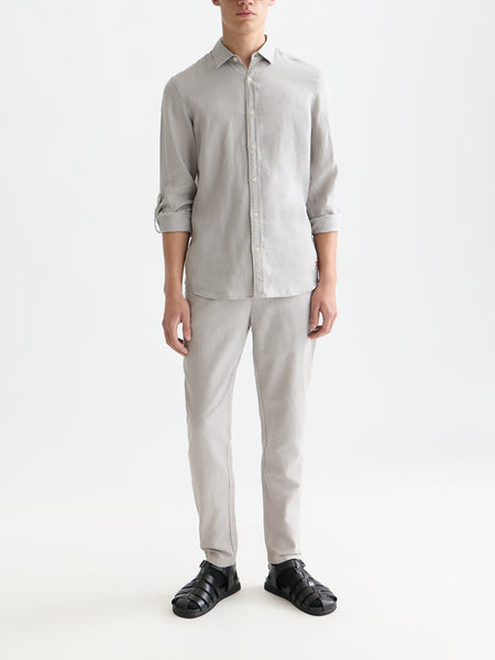 Warren Cotton Linen Drawstring Pant - Grey Drizzle