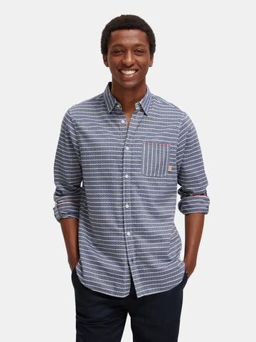 Night Striped Shirt with Sleeve Holders