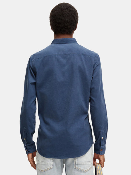 Fine Corduroy Shirt in Slim Fit - Storm Blue