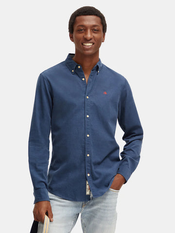 Fine Corduroy Shirt in Slim Fit - Storm Blue