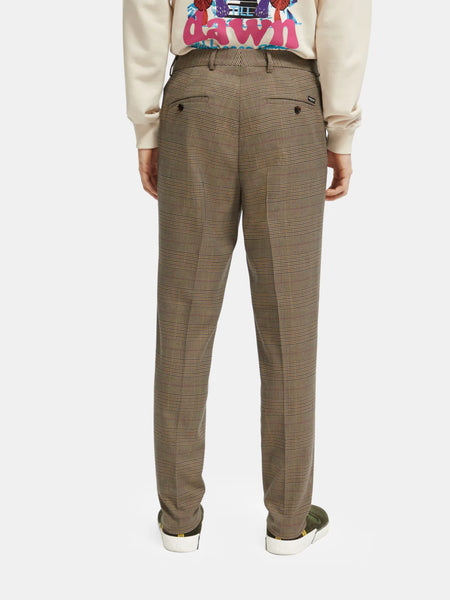 Taupe Check Yarn Dyed Pant in Slim Fit