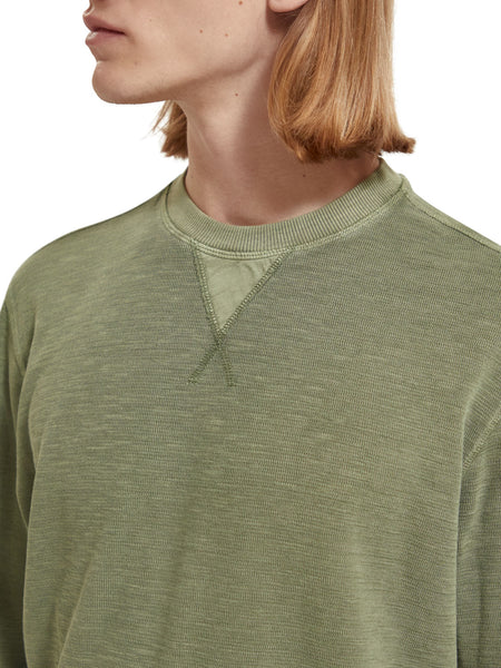 Garment Dyed Sweat in Army Green