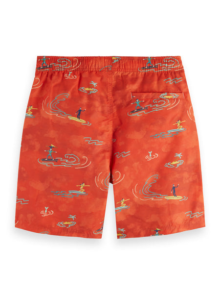 Red Surfer Allover Printed Swimmers