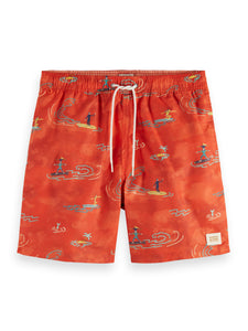 Red Surfer Allover Printed Swimmers