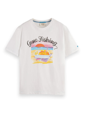 White " Gone Fishing " T-Shirt