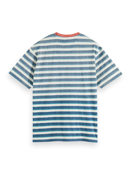 Off White & Harbour Teal Multi Striped Yarn Dyed T-Shirt