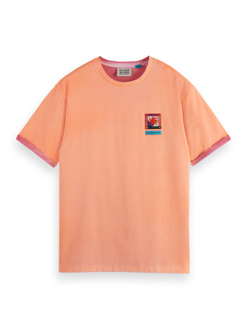 Two Color Sprayed T-Shirt in Washed Neon Peach