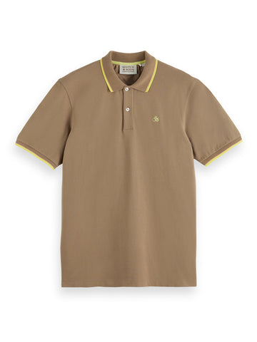 Contrast Tipping Polo - Taupe