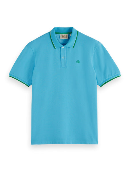 Contrast Tipping Polo - Blue Lagoon